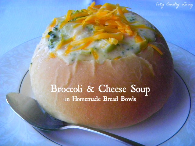Broccoli & Cheese Soup in Homemade Bread Bowls