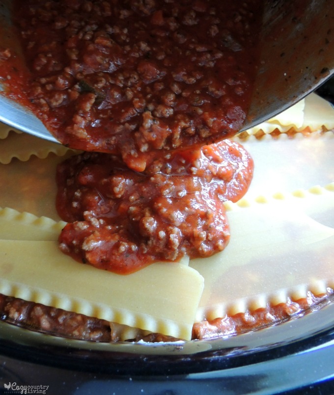 Final Meat Sauce Layer Crockpot Lasagna