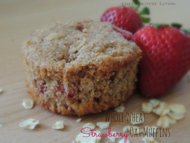 Whole Wheat Strawberry Oat Muffins