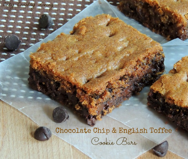 Chocolate Chip English Toffee Cookie Bars