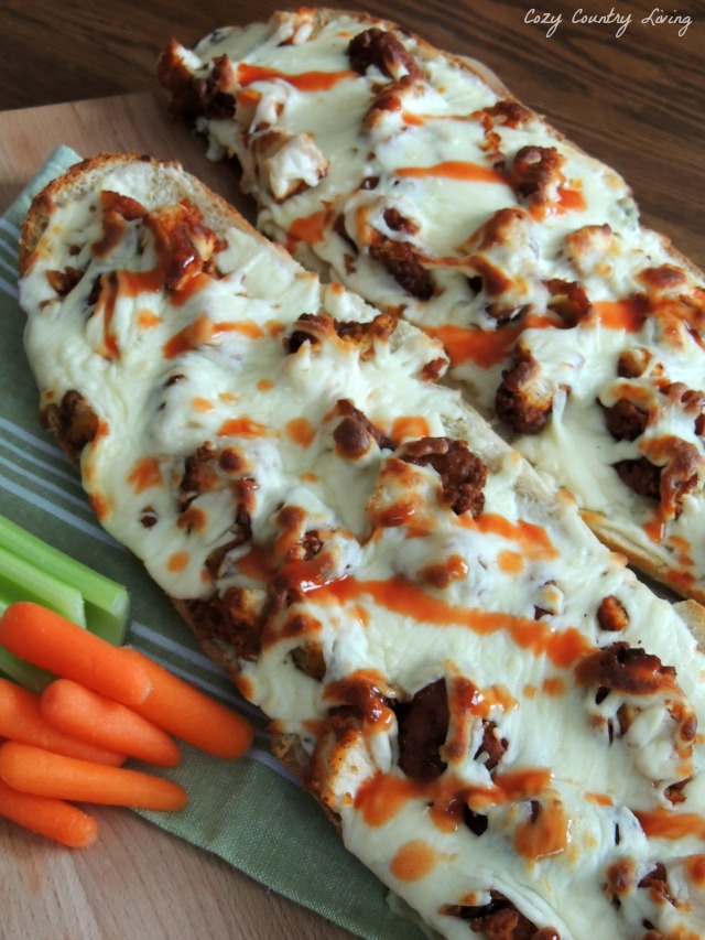 Game Day Buffalo Chicken Finger French Bread Pizza
