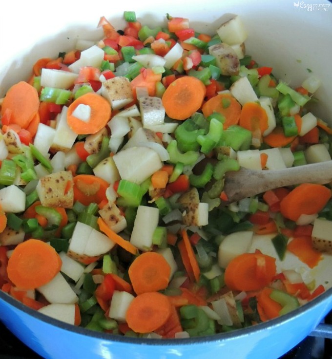 Sauteing Vegetables for Loaded Vegetable Soup