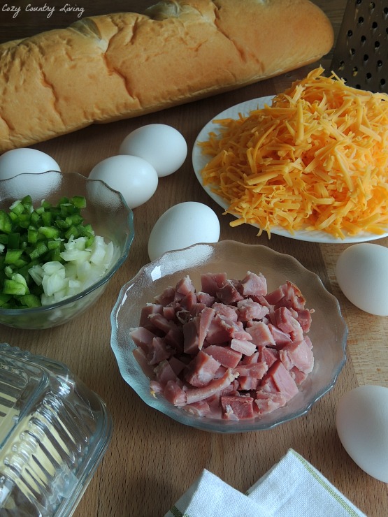 Ingredients for French Bread Breakfast Pizza