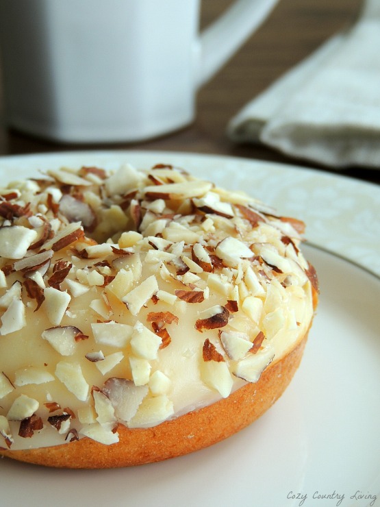 White Chocolate & Almond Baked Donut with Coffee