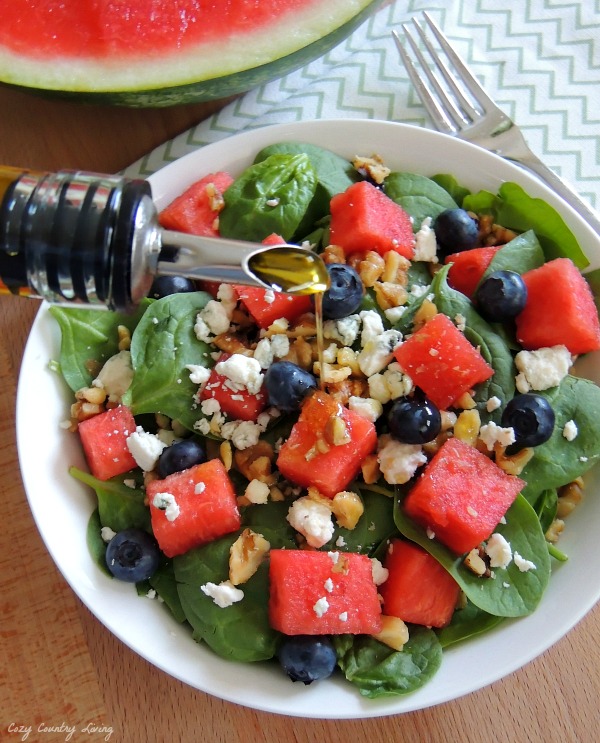 Spinach & Watermelon Salad with Olive Oil