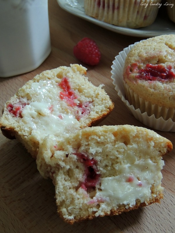 Fresh Raspberry Muffins with Butter