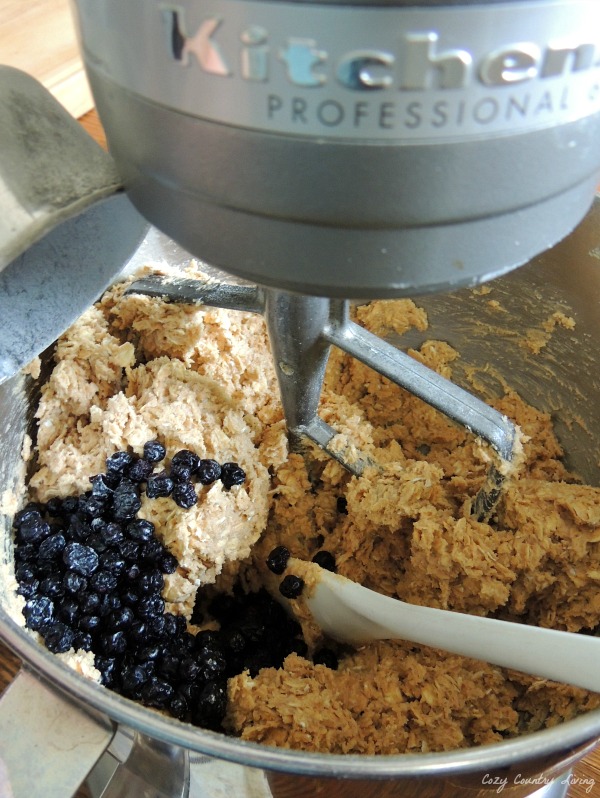 Mixing Batter for Blueberry Cobbler Oatmeal Cookies