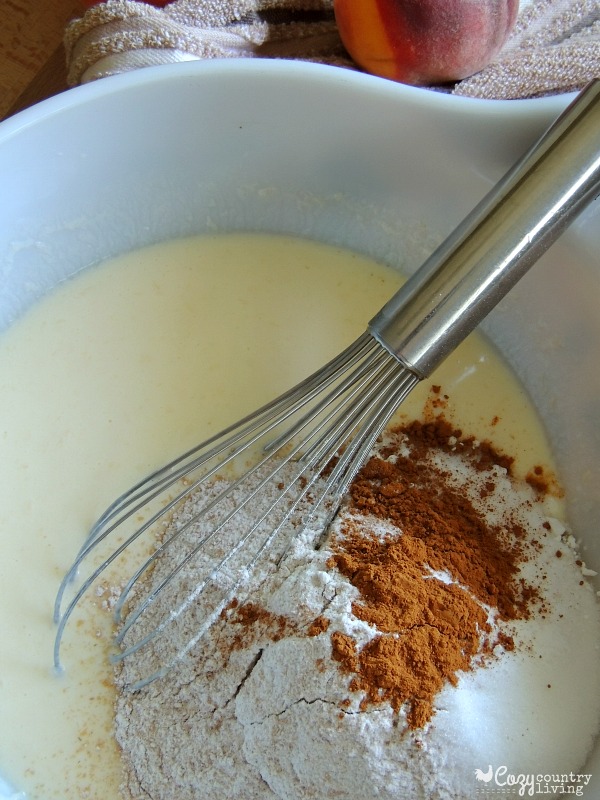 Add Dry Ingredients Peach Pancakes