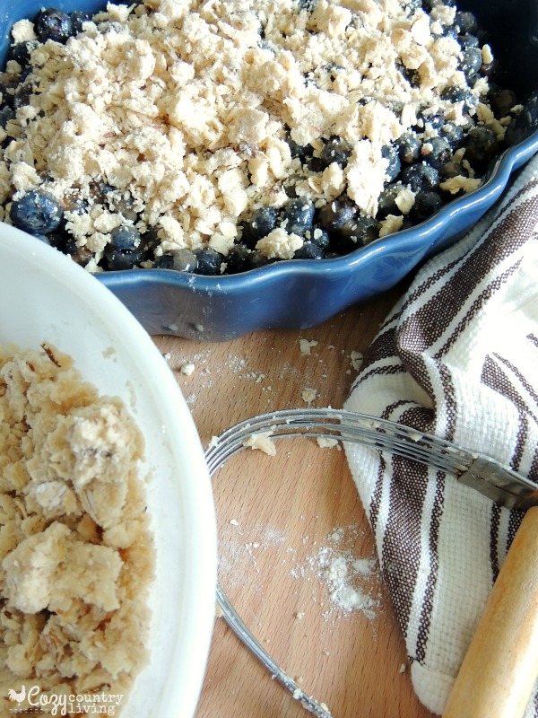 Preparing Blueberry Almond Crumble