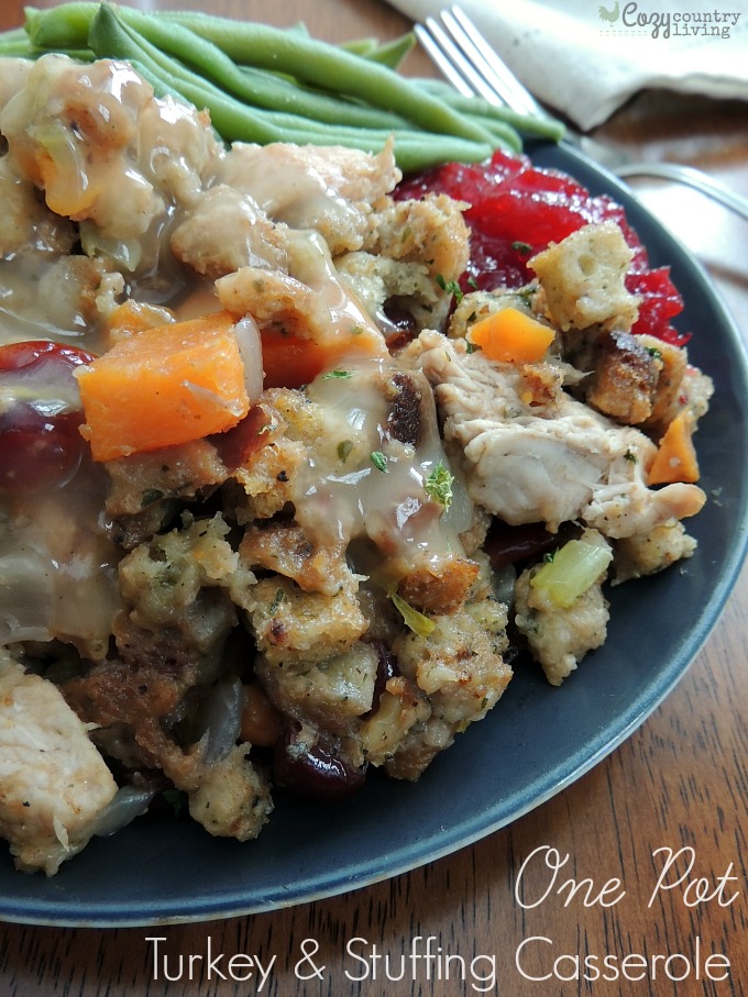 One Pot Turkey & Stuffing Casserole - Cozy Country Living
