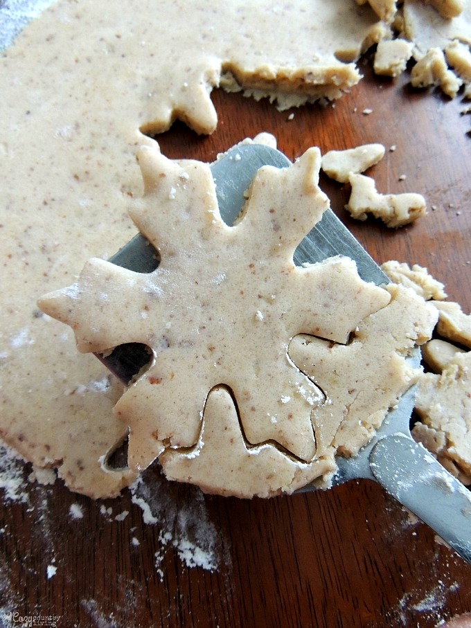 Cutting Out Snowflake Shaped Pecan Shortbread Cookies