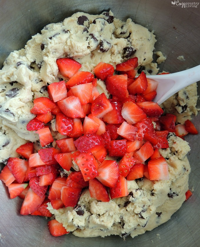 Adding Strawberries to Chocolate Chip Cookie Dough