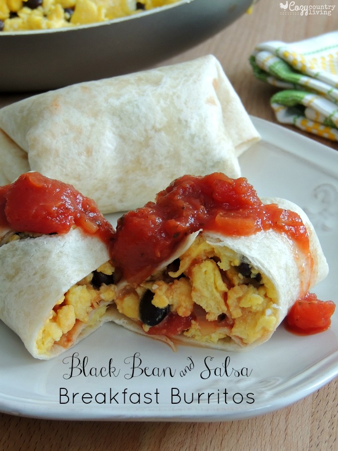 Easy Black Bean Salsa Breakfast Burritos