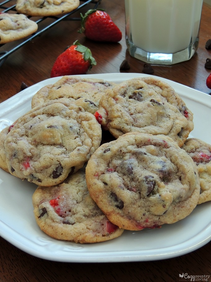 Freshly Baked Strawberry Chocolate Chip Cookies for Dessert