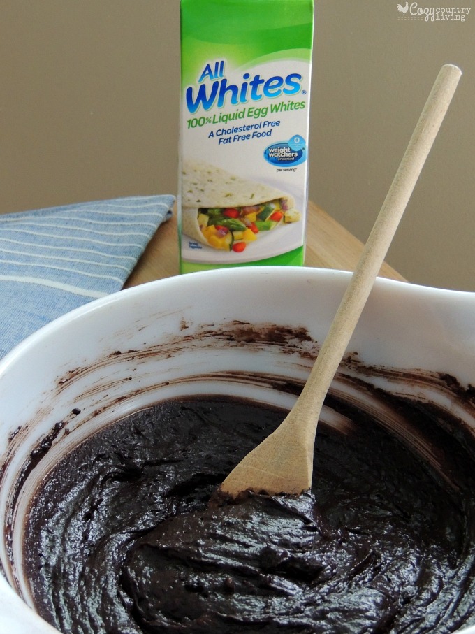 Mixing Batter for Good For You Triple Chocolate Brownies