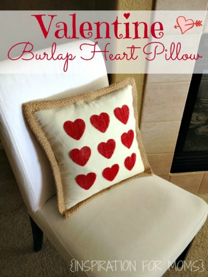 No-Sew+Burlap+Heart+Pillow+Tutorial Inspiration for Moms