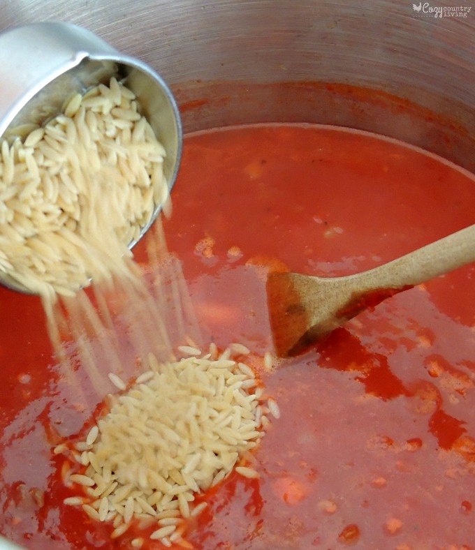 Adding Orzo Pasta to Sausage & Tomato Soup