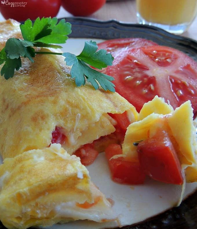 Fresh Four Cheese & Tomato Omelet for Breakfast