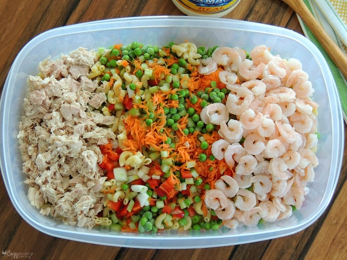 Ingredients for Shrimp & Tuna Macaroni Salad