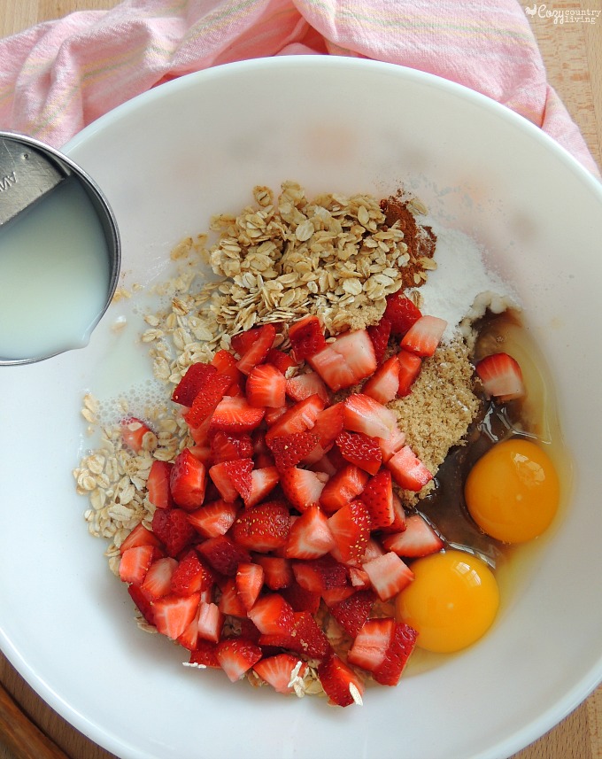 Ingredients for Strawberry & Nutella Swirled Baked Oatmeal