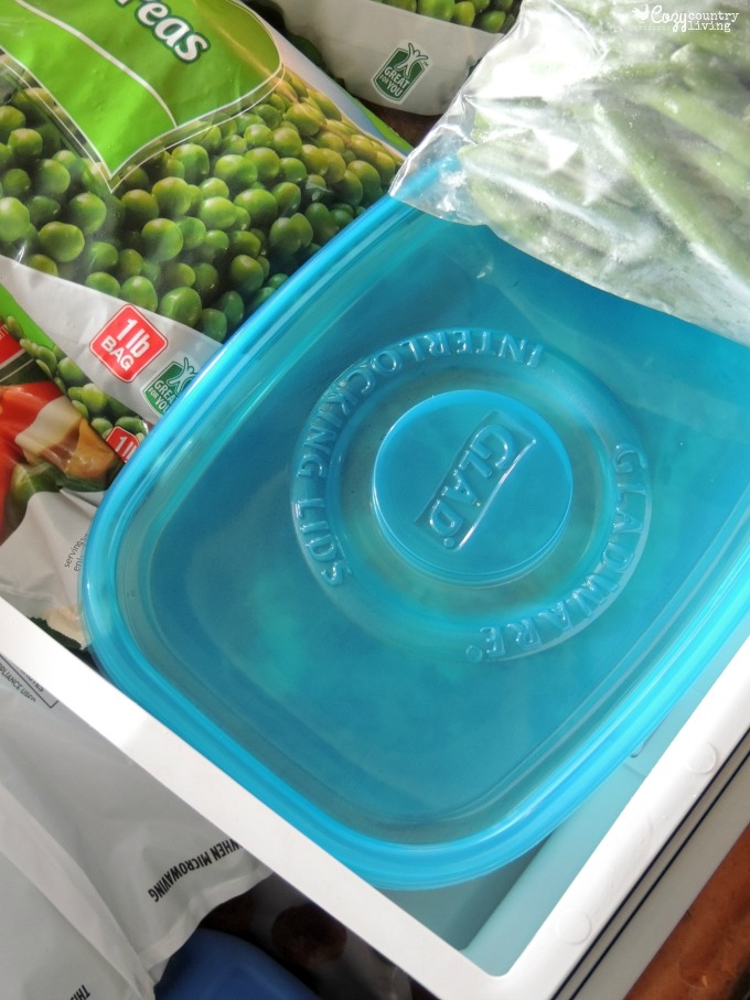 Crockpot Lasagna Stored in the Freezer in Glad Containers