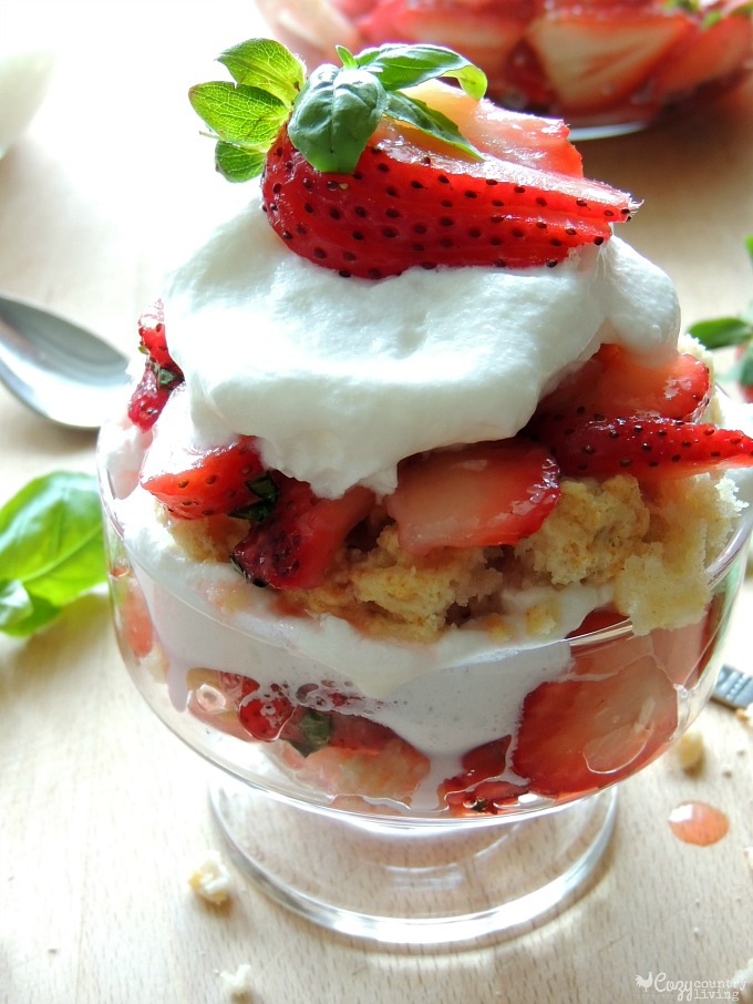 Fresh Strawberry & Basil Shortcake Individual Dessert