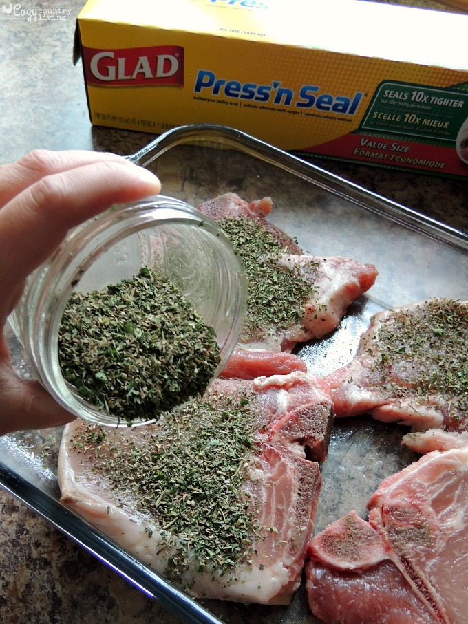 Adding Italian Seasoning to Pork Chops