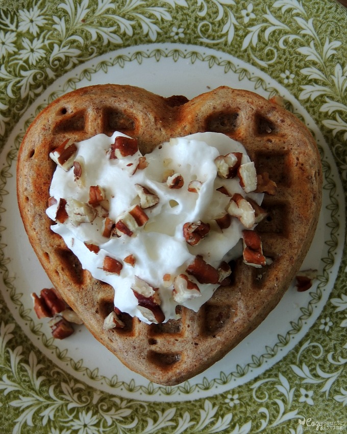 Cinnamon & Pecan Waffles with Whipped Cream & Chopped Pecans