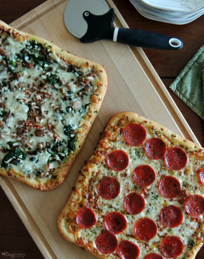 DiGiorno Spinach & Mushroom Pizza and Primo Pepperoni