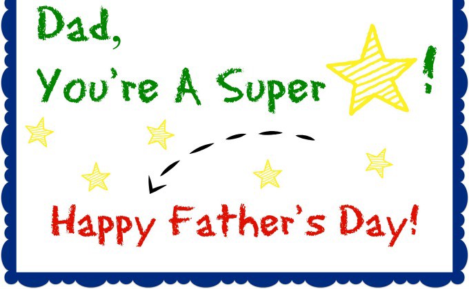 Front of Free Printable Father's Day Card Superstar Blank Inside