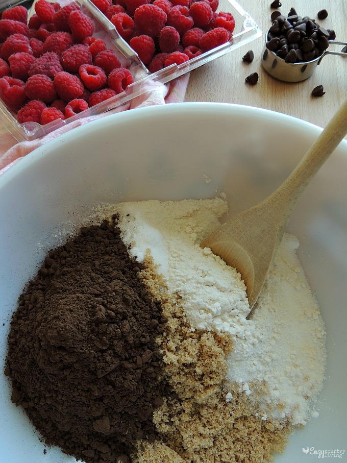 Ingredients for Lightened Up Dark Chocolate Raspberry Brownies