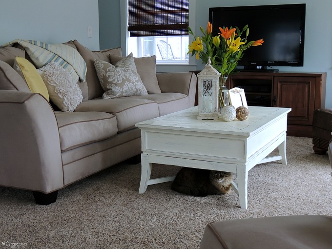 Raymour & Flanigan Briarwood Sofa and Sierra Console Living Room #RFBloggers