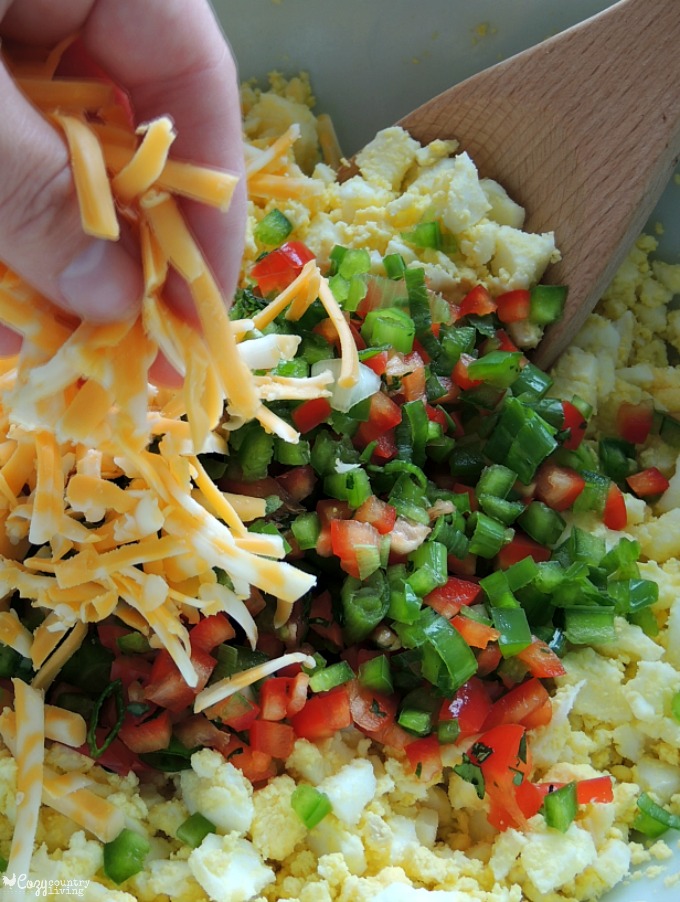 Adding Cheeses to Mexican Egg Salad