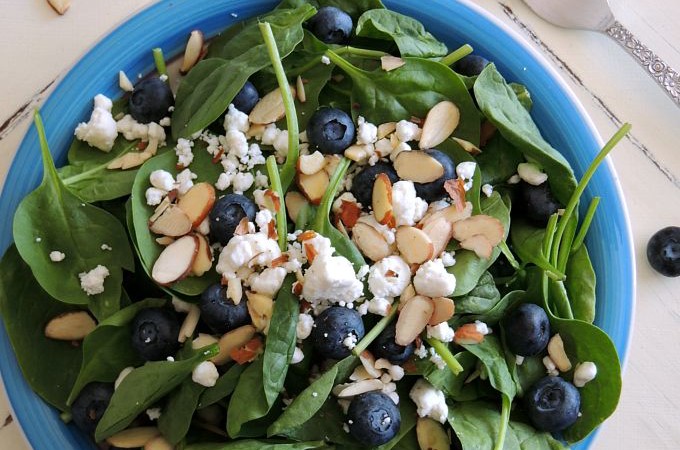 Blueberry, Almond & Goat Cheese Spinach Salad