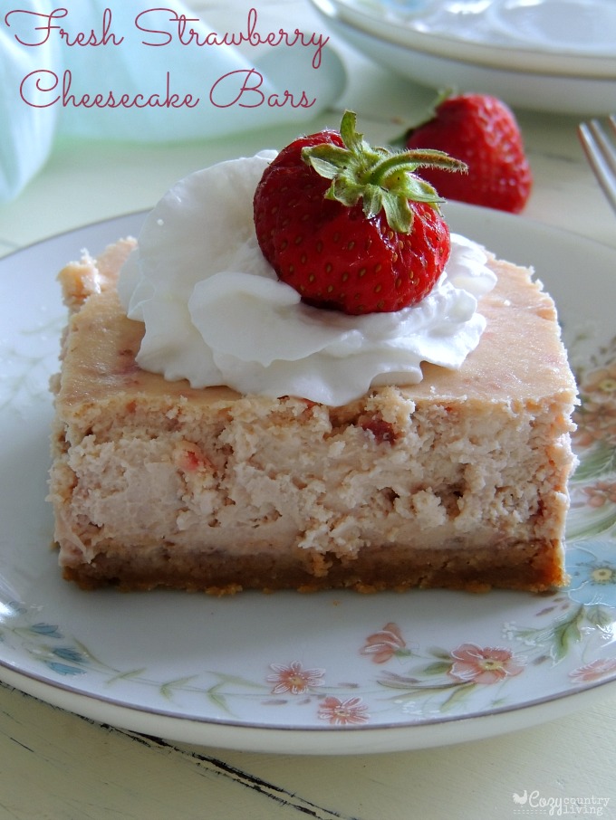 Easy Fresh Strawberry Cheesecake Bars for Dessert