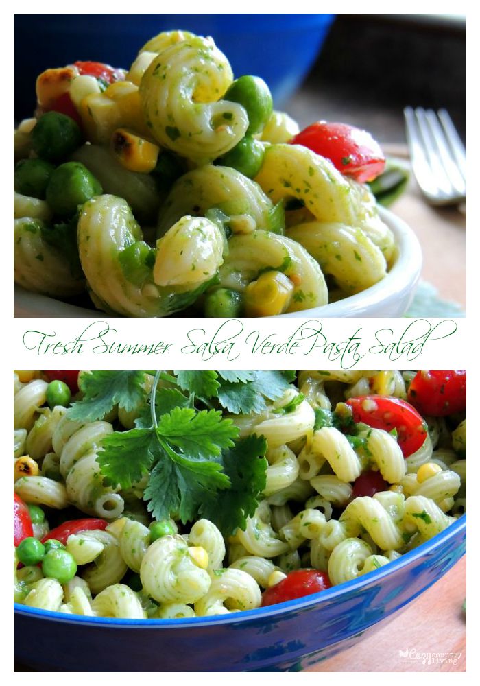 Fresh Summer Salsa Verde Pasta Salad Side Dish