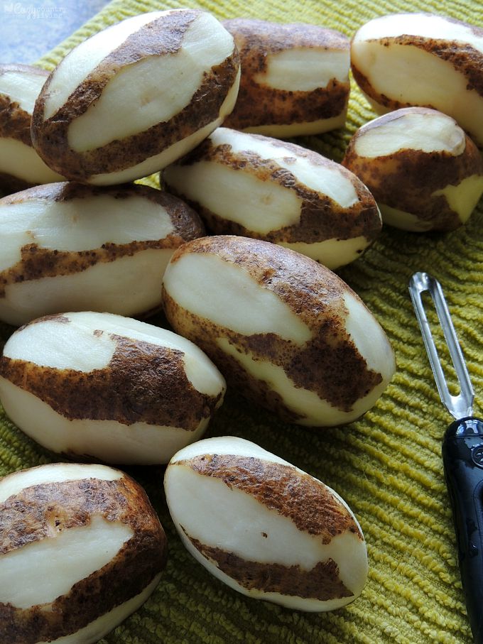 Peeling Potatoes for Rustic Mashed Potatoes