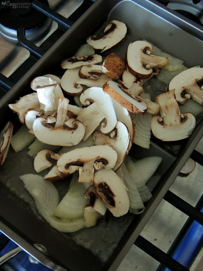 Sauteing Cremini Mushrooms and Onions for Omelets