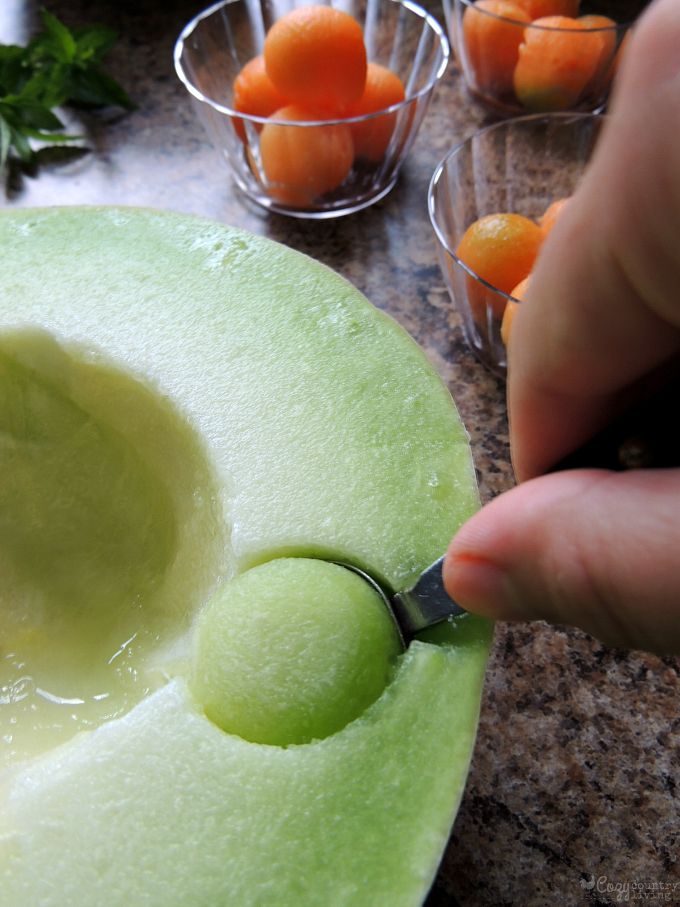 Using Melon Baller on Honeydew Melon