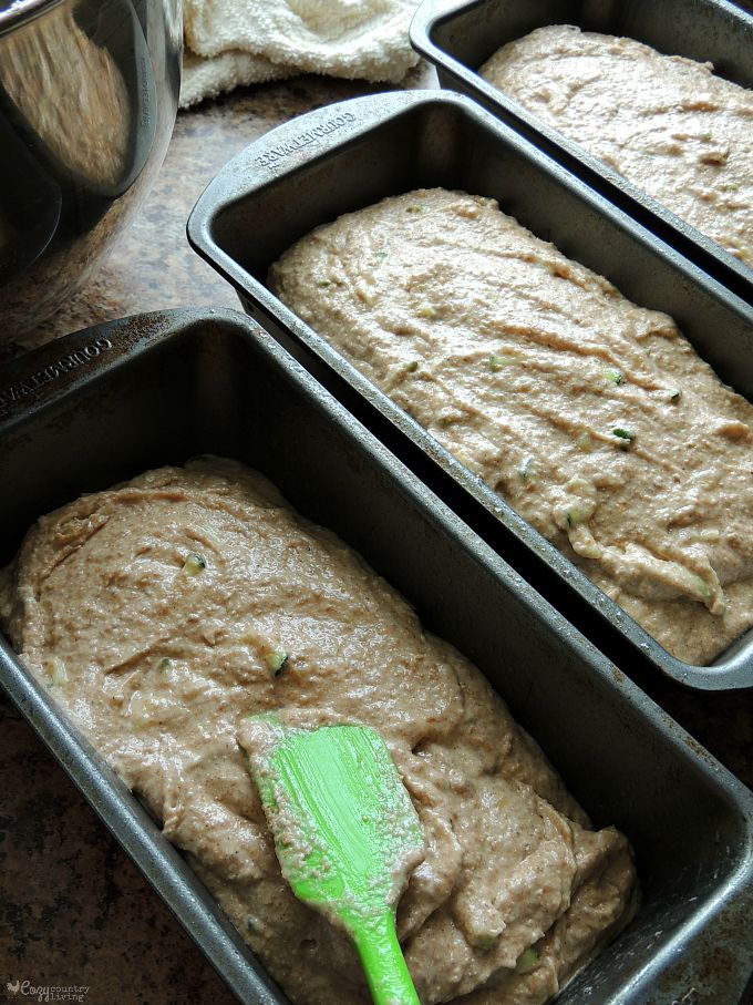 Whole Wheat Banana Zucchini Bread Ready for the Oven