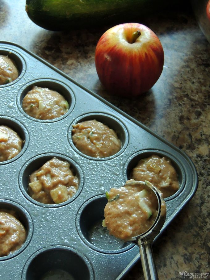 Apple Zucchini Muffins Ready for the Oven