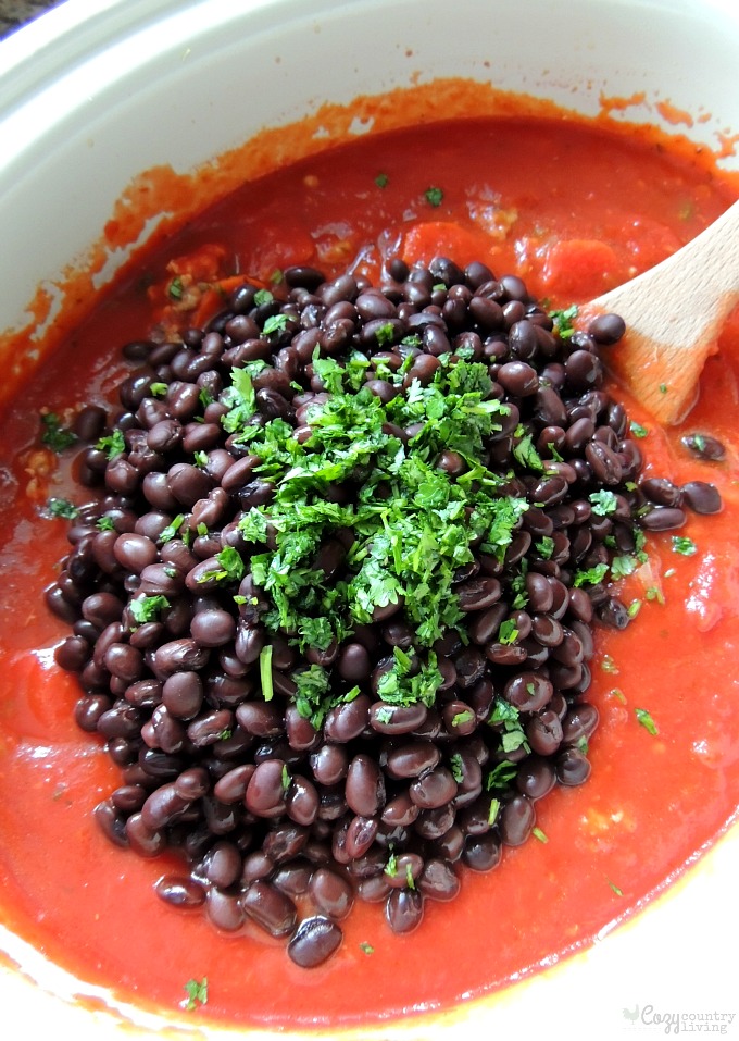 Adding Black Beans & Fresh Cilantro to Soup