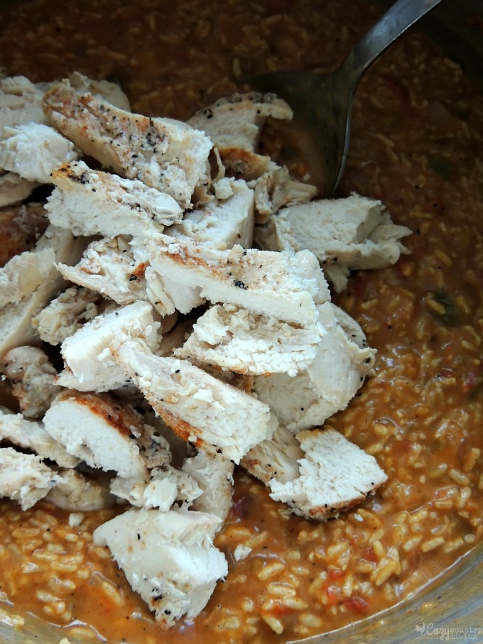 Adding Chicken to Fiesta Chicken & Rice Casserole