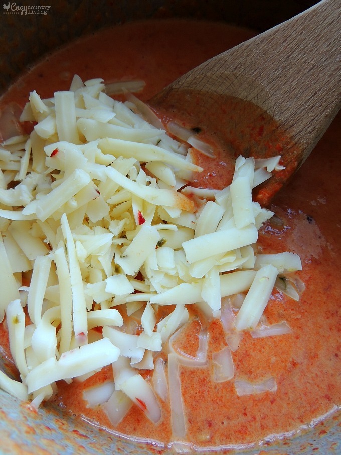 Adding Pepper Jack Cheese to Roasted Red Pepper Soup
