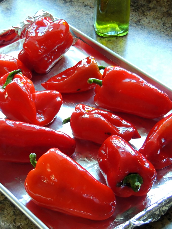 Fresh Red Peppers Ready for the Oven
