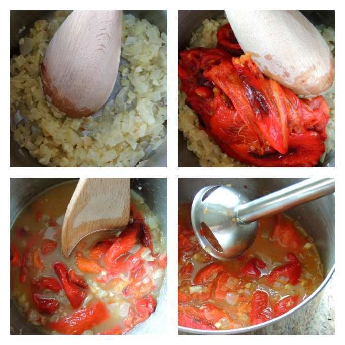 Preparing Cheesy Pepper Jack & Roasted Red Pepper Soup