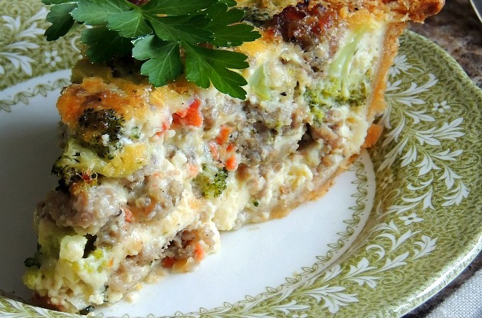Savory Sausage & Broccoli Quiche for Breakfast, Dinner or Brunch