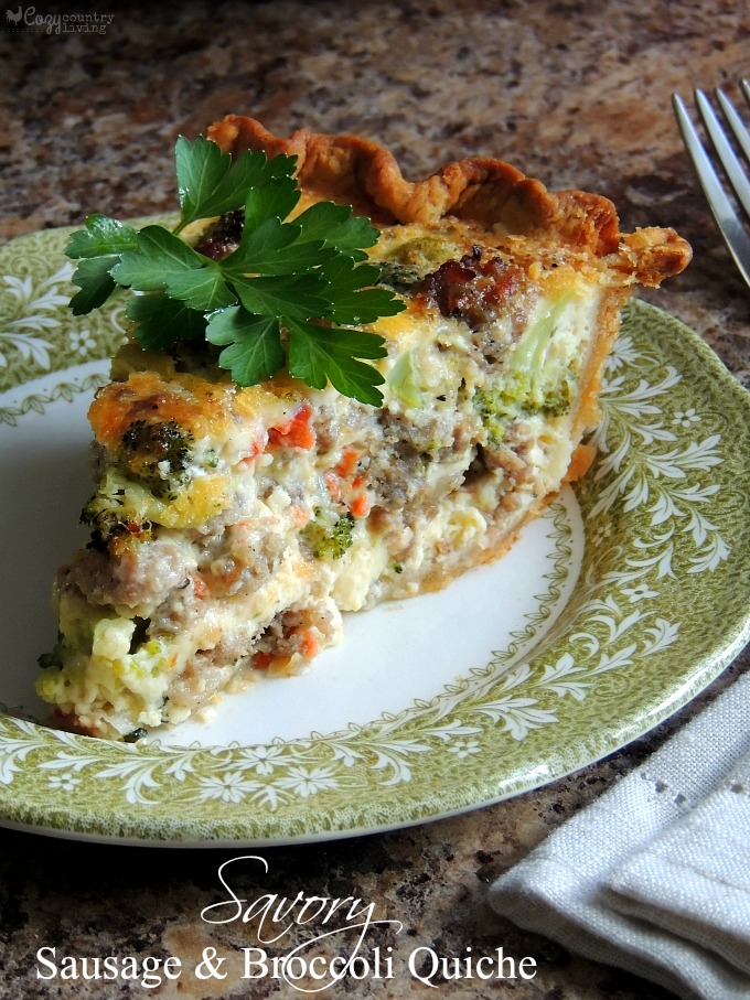 Savory Sausage & Broccoli Quiche for Breakfast, Dinner or Brunch
