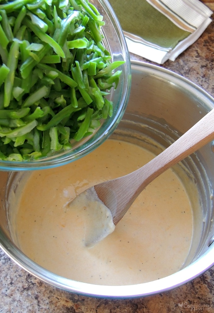 Adding Green Beans to Cheese Sauce