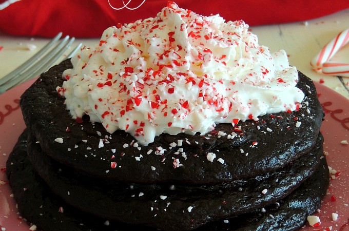 Easy To Make Dark Chocolate & Peppermint Holiday Pancakes